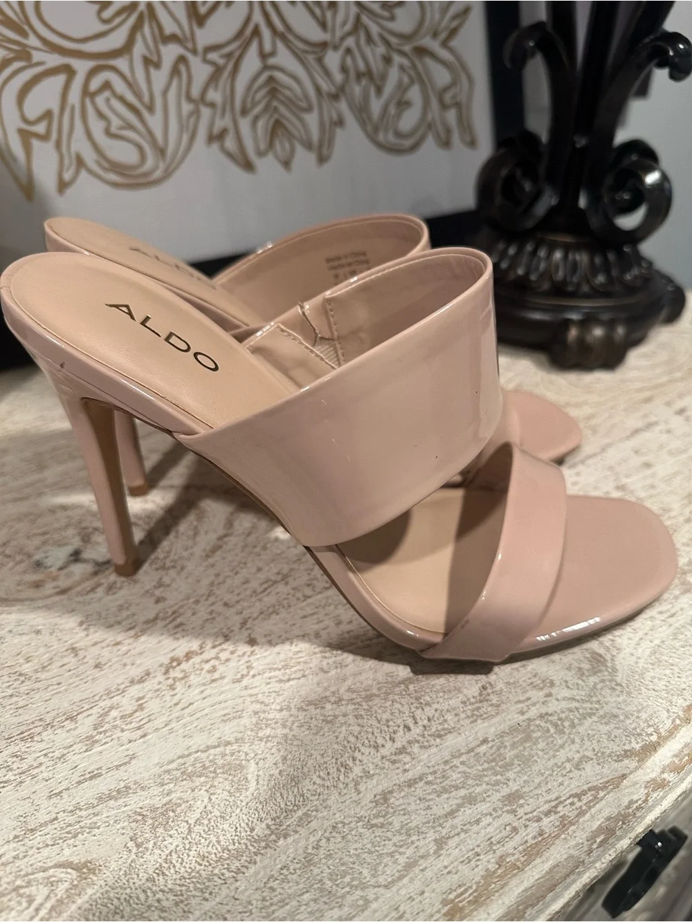 ALDO Blush Patent Double-Strap High Heel Mules